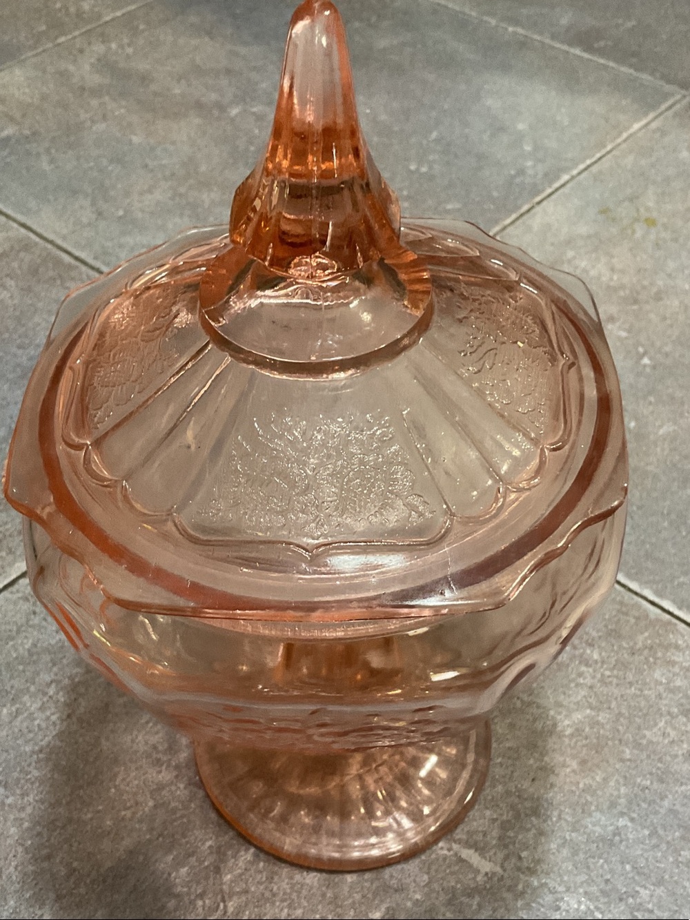 Anchor Hocking Pink Depression Glass Covered Candy Dish